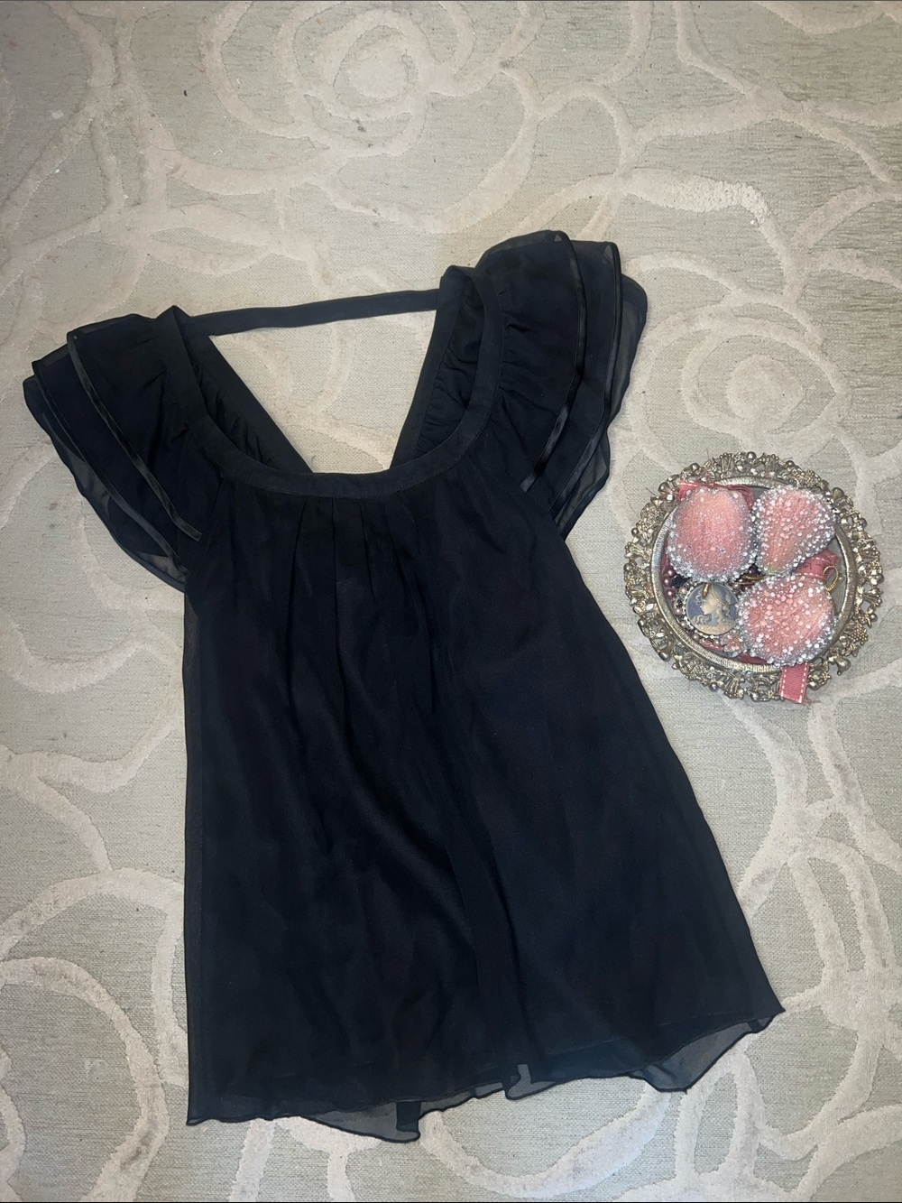 NWT🌷ELENA SOLANO🌷Black silk blouse